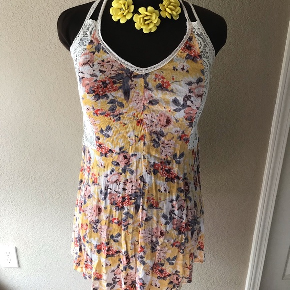 Xhiliration Floral Crochet Boho Dress Size S - Picture 6 of 8